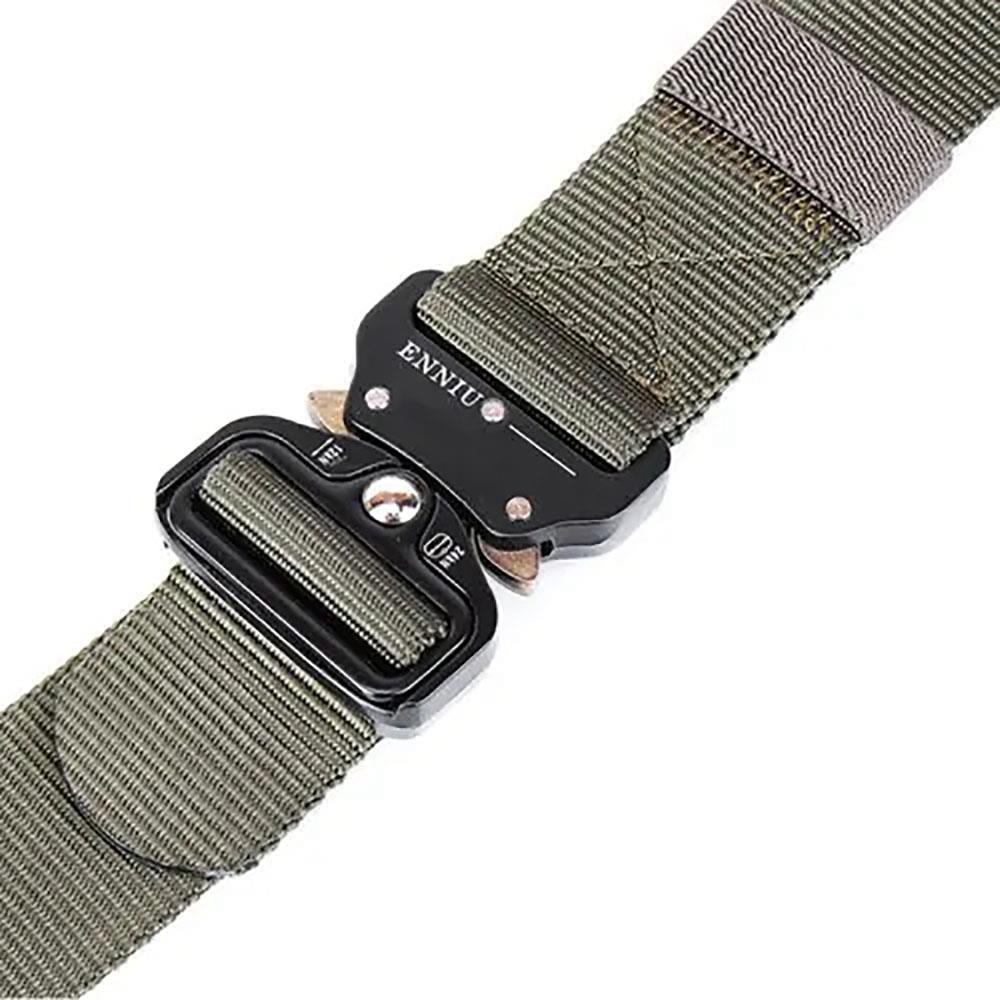 Men Outdoor Training Heavy-Duty Belt with Metal Buckle - Army Green