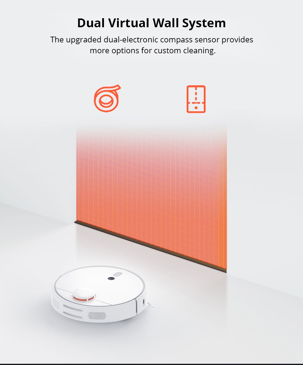 Xiaomi Mijia 1S Robot Vacuum Cleaner LDS + Visual Navigation 2000Pa Suction AI Image Recognition APP Zoned Cleaning Virtual Wall 5200mAh - White