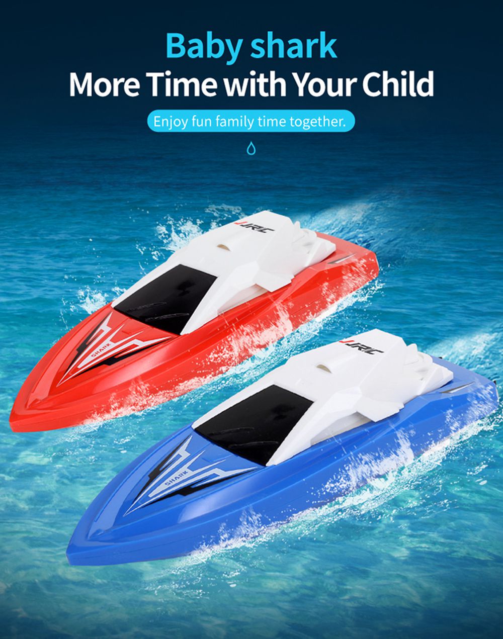 JJRC S5 Baby Shark 1/47 2.4G Wateryproof Two Built-in Motors Racing Boat RTR - Blue