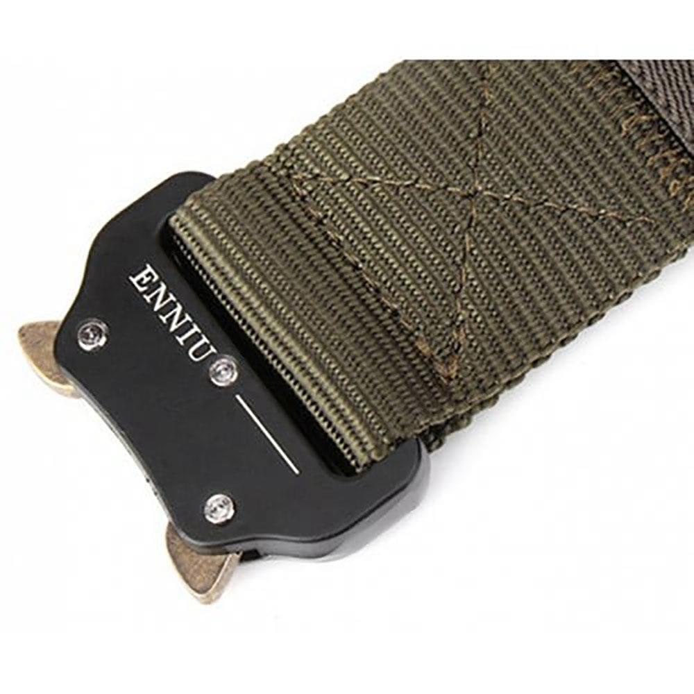 Men Outdoor Training Heavy-Duty Belt with Metal Buckle - Army Green