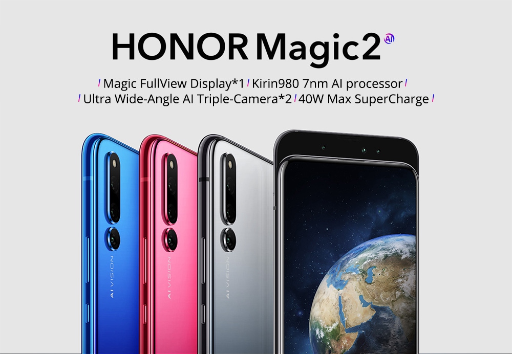 HUAWEI Honor Magic 2 6.39 Inch 4G LTE Smartphone Kirin 980 8GB 128GB 16.0MP+24.0MP+16.0MP Triple Rear Cameras Android 9.0 Type-C NFC In-display Fingerprint - Red