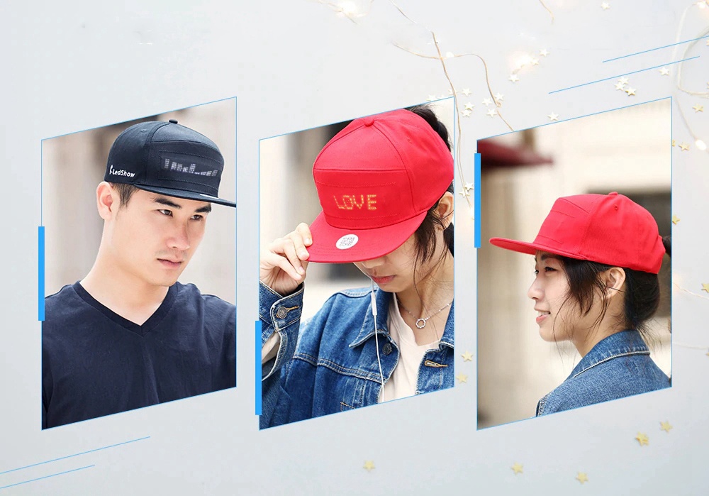 Unisex Sports Cap Mobile App Control Hat with LED Screen - Blue