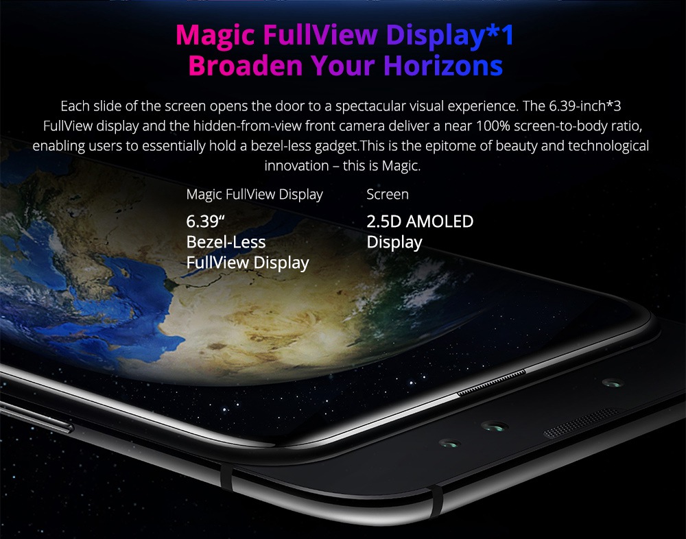 HUAWEI Honor Magic 2 6.39 Inch 4G LTE Smartphone Kirin 980 8GB 256GB 16.0MP+24.0MP+16.0MP Triple Rear Cameras Android 9.0 Type-C NFC In-display Fingerprint - Black