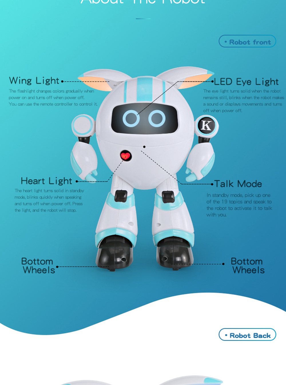 JJRC R14 KAQI-YOYO 2.4G Intelligent Programming RC Robot for Early Education - Blue