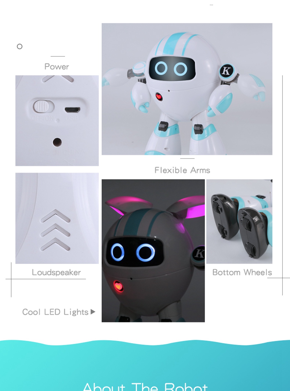 JJRC R14 KAQI-YOYO 2.4G Intelligent Programming RC Robot for Early Education - Blue