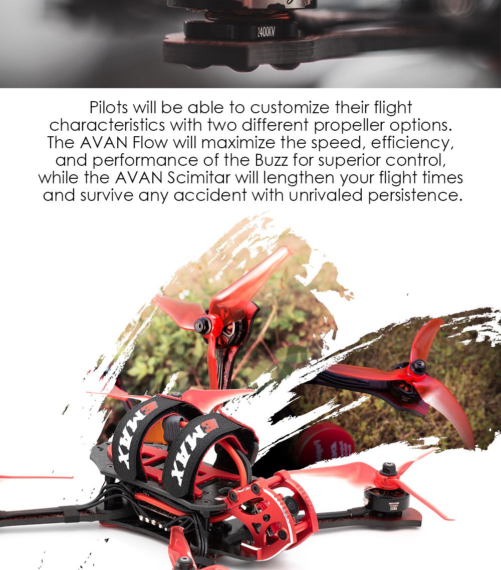 Emax Buzz Freestyle Drone With F4 3-6S 4IN1 45A 32Bit ESC 1700KV Motor Caddx Micro S1 CCD Cam PNP - Without Receiver