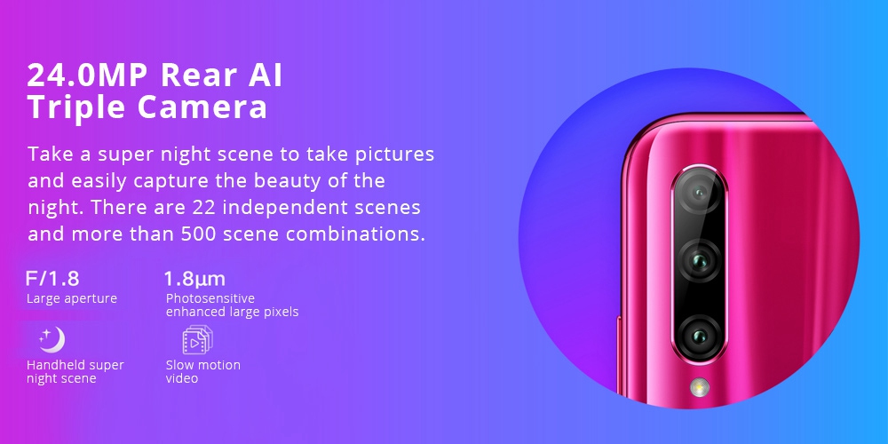 Huawei Honor 20i 6.21 Inch 4G LTE Smartphone Kirin 710 4GB 128GB 24.0MP + 8.0MP + 2.0MP Triple Rear Cameras Android 9 Touch ID - Red