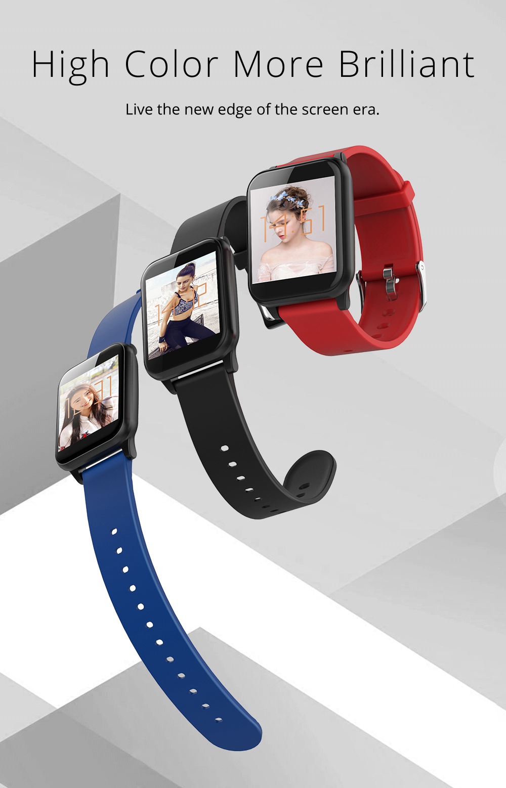 Makibes B02 Smartwatch 1.3 inch Round TFT IP67 Water Resistant Fitness Tracker Blood Pressure Color UI Wristband - Black