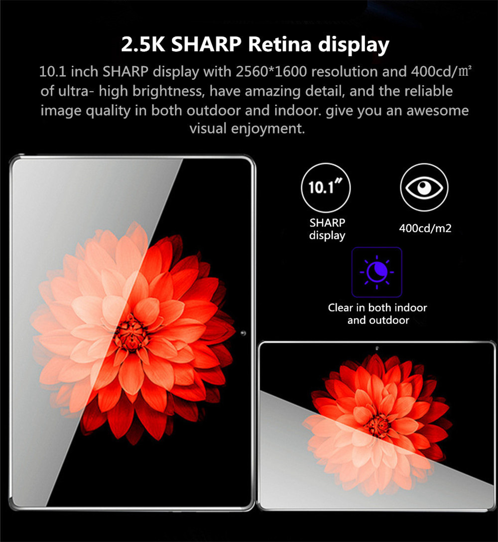 Binai G10Max 4G Phablet MTK6797X Deca Core 10.1" IPS 2.5K Screen 2560*1600 4GB RAM 64GB ROM Android 8.0 - Silver