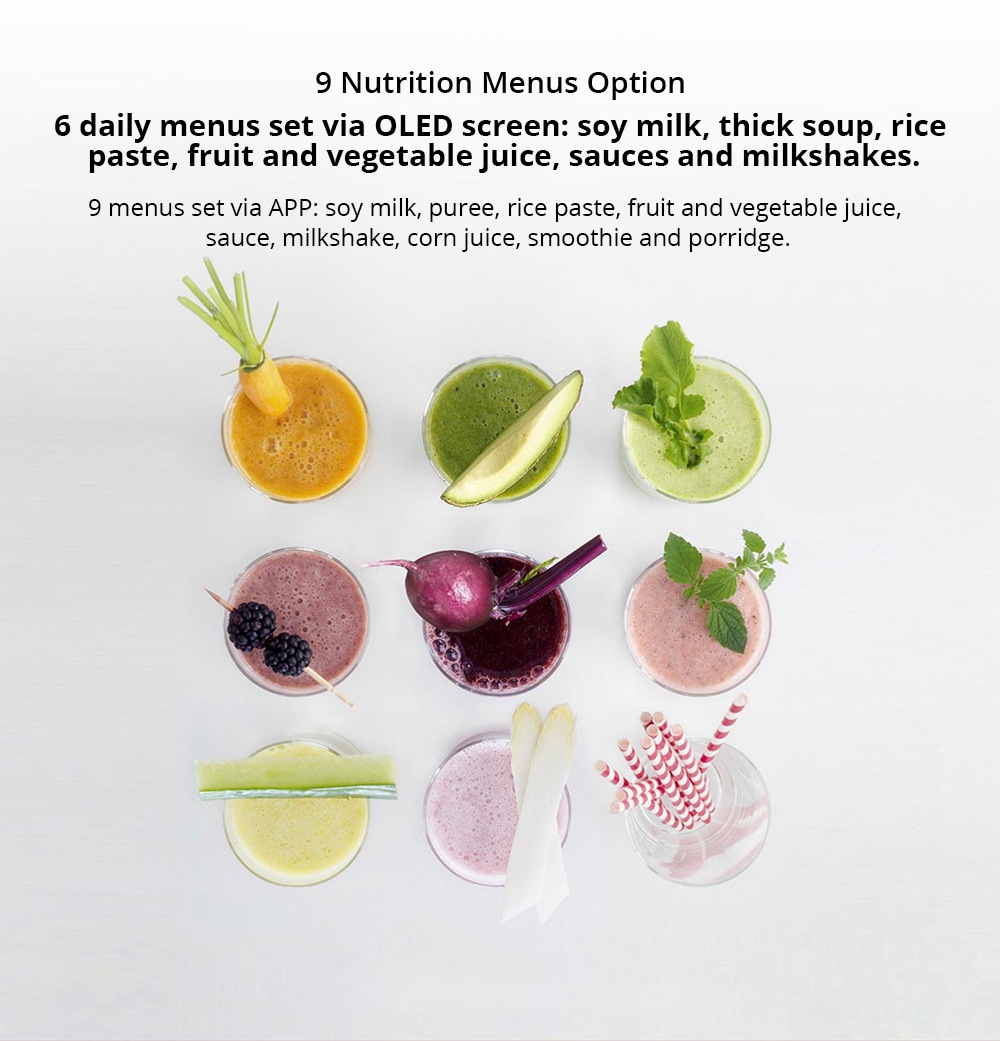 Xiaomi Mijia 8-speed Blender 1000W Motor 24 Hours Pre-set OLED Rotate Screen - White