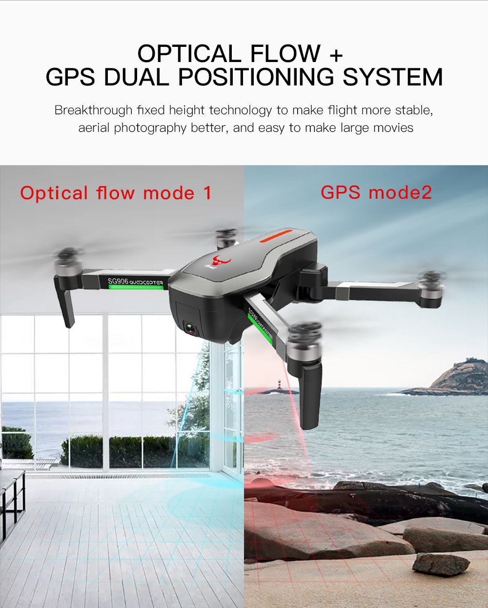 ZLRC SG906 Beast 4K Dual GPS 5G WiFi FPV Foldable RC Drone Optical Flow Positioning RTF Black - Three Battery