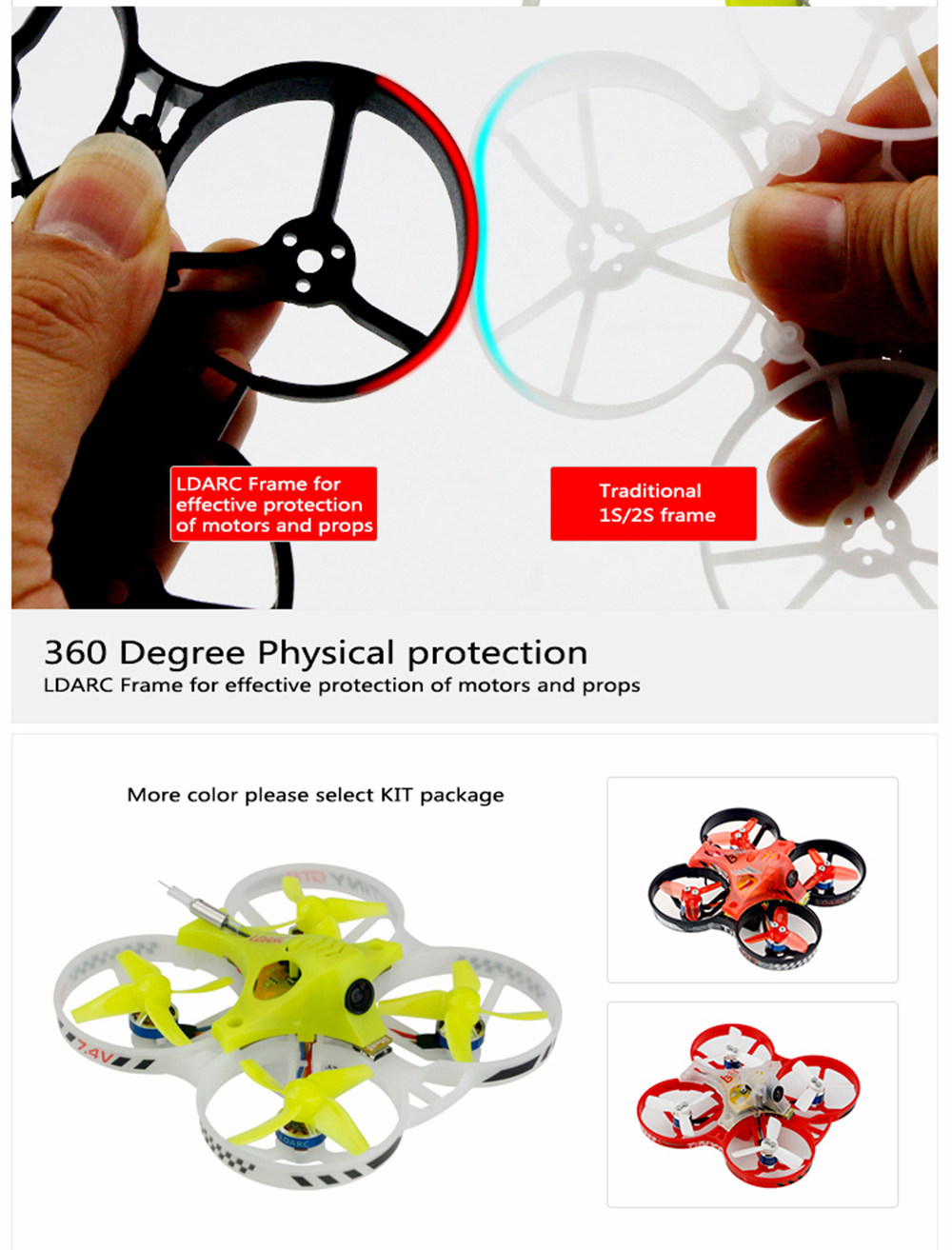 LDARC Tiny GT7 2019 75mm 2S Brushless Whoop RC Racing Drone BNF - Frsky Receiver