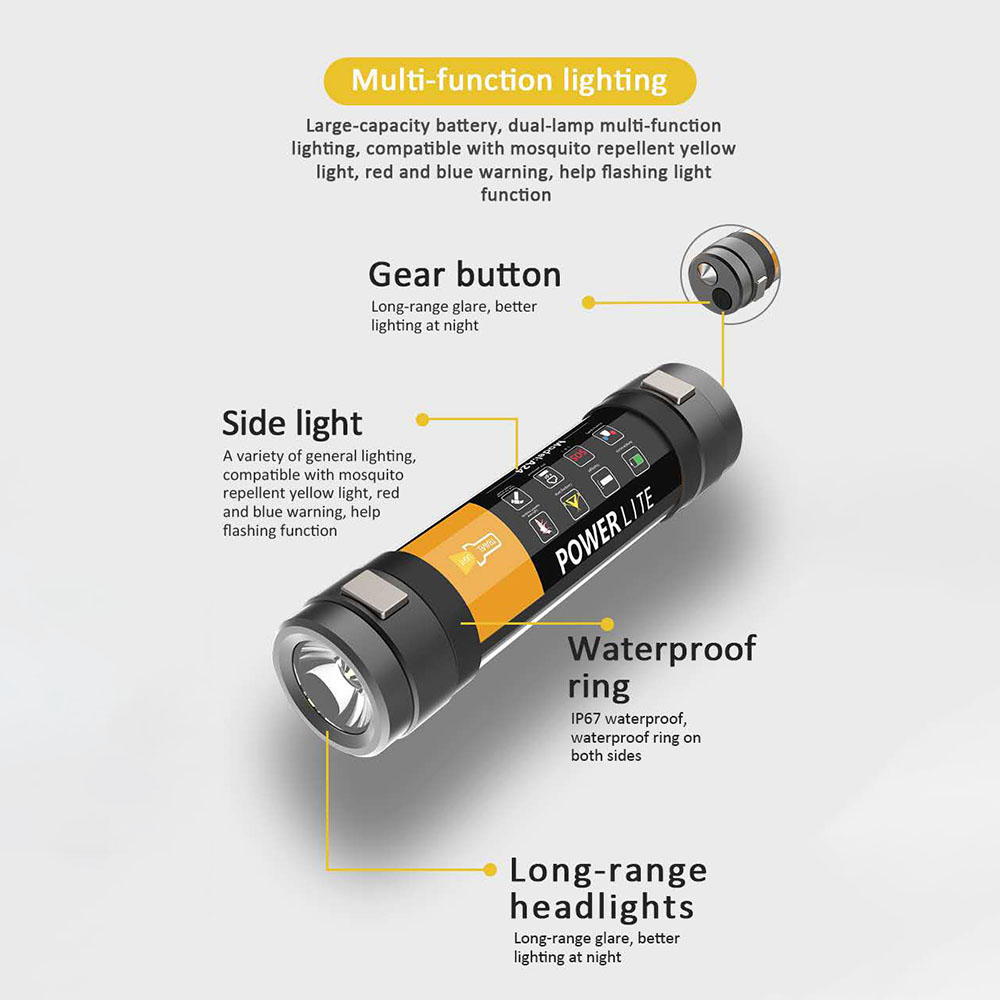 USB Rechargeable Waterproof Outdoor Flashlight Emergency Rescue Torch