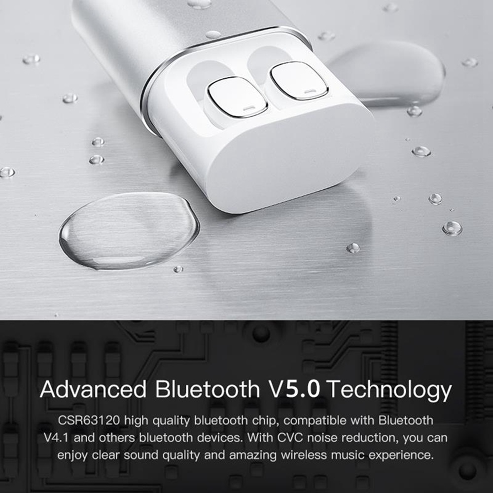 QCY T Vogue TWS Bluetooth 5.0 Earbuds About 4 Hours Working Time Noise Reduction - Silver