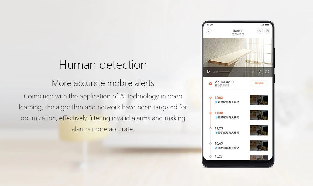Xiaomi Mijia Smart IP Camera H.265 1080P AI Motion Detection Security Monitor Global Version - White