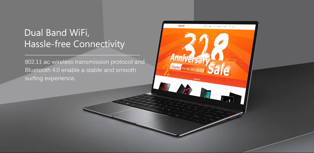 CHUWI AeroBook Laptop Intel Core M3-6Y30 Dual Core 13.3 Inch 1920*1010 8GB RAM 256GB SSD Windows 10 - Gray