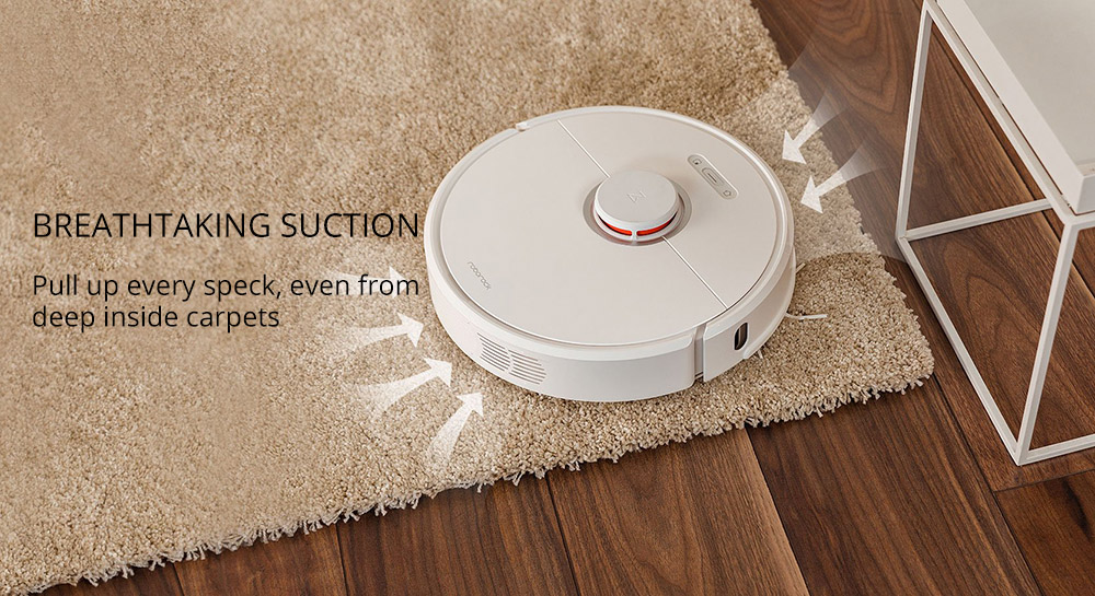 Roborock S6 Robot Vacuum Cleaner APP Virtual Wall 2000Pa Suction LDS Lidar Scanning 5200mAh Global Version - White
