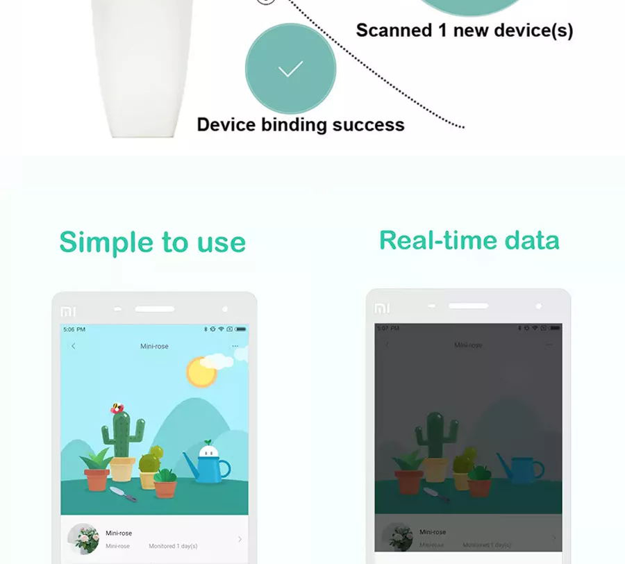 Xiaomi Flora 4 In 1 Flower Plant Monitor Sunlight Moisture Temperature Fertility Nutrient Tester - Light Green