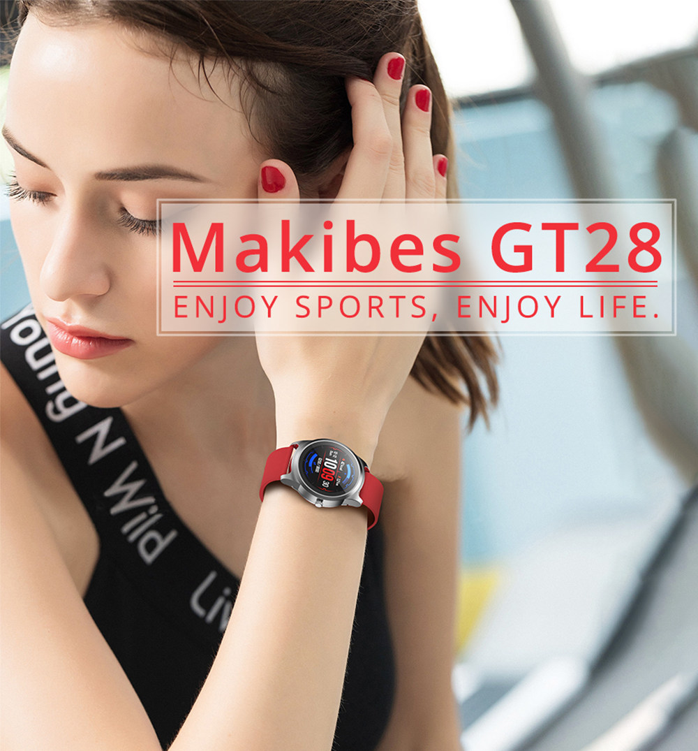 S28 Smart Watch 1.3 Inch IPS Screen Heart Rate Muti-Sports Monitor IP68 Fitness Tracker Smartband - Red