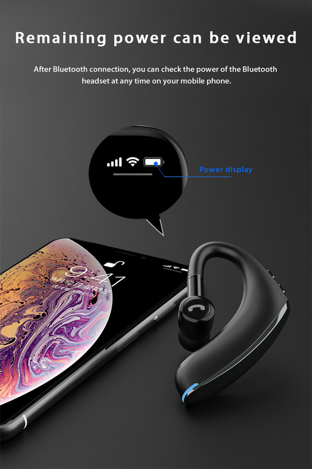 F900 Wireless Bluetooth 5.0 In-Ear Earbuds Noise Cancelling 170mAh Battery with Mic - Black