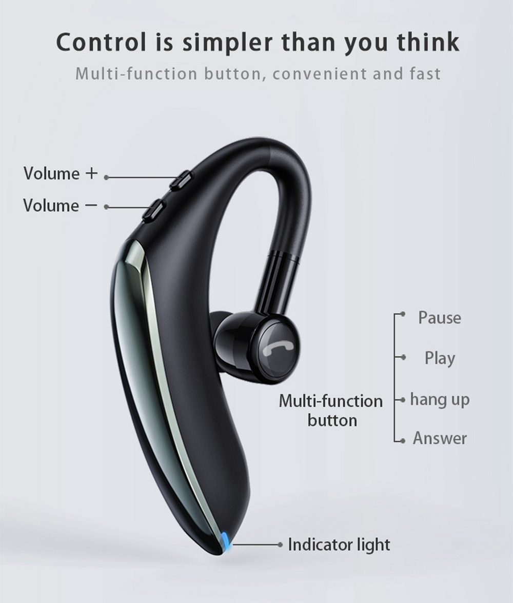 F900 Wireless Bluetooth 5.0 In-Ear Earbuds Noise Cancelling 170mAh Battery with Mic - Black