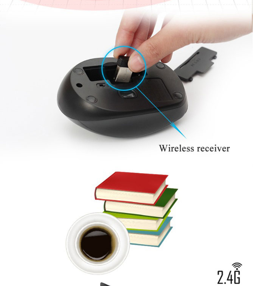 Ajazz 120I 1600DPI Adjustable 2.4G Wireless Mouse Office Gamer Ergonomics - Black