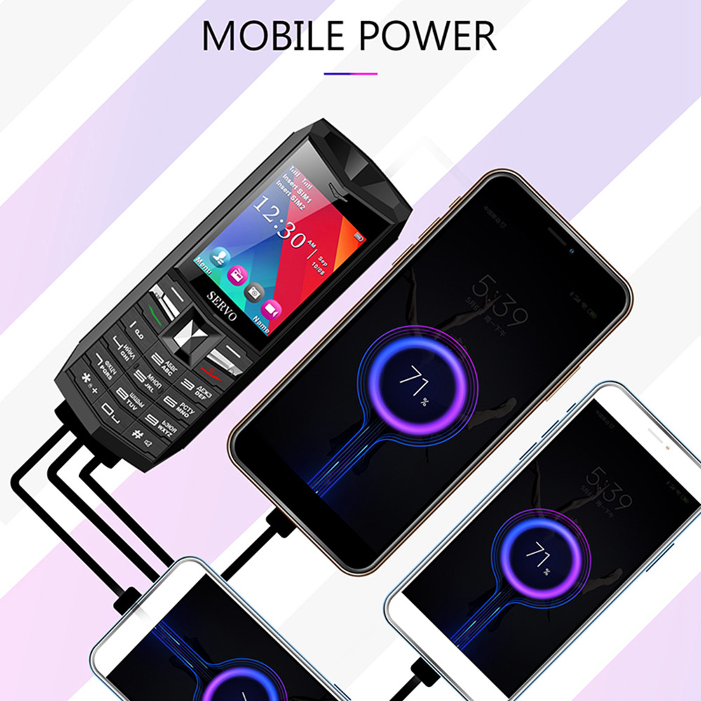 SERVO R26 2.4' Mobile Phone with TWS 5.0 Bluetooth Wireless Headphone 3000mAh GSM GPRS Telephone - Gold