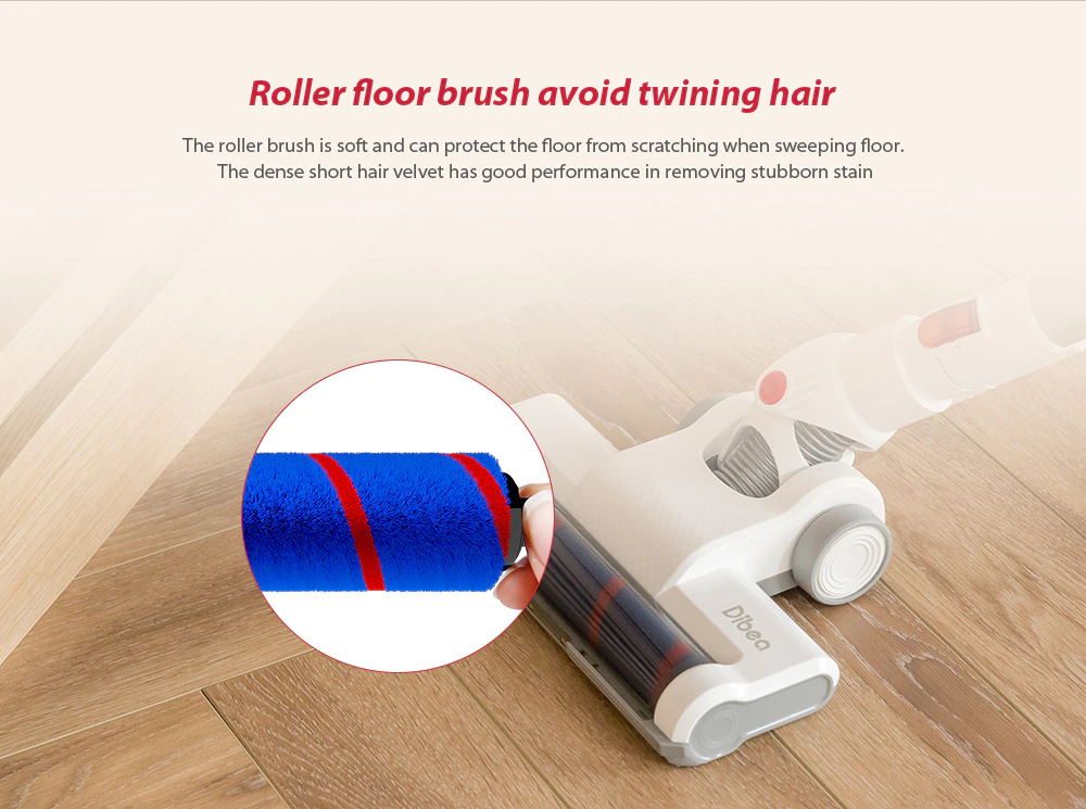 Dibea DW200 Pro Cordless Stick Vacuum Cleaner 17 KPa Suction LED Headlight 2 Cleaning Modes - White EU Plug