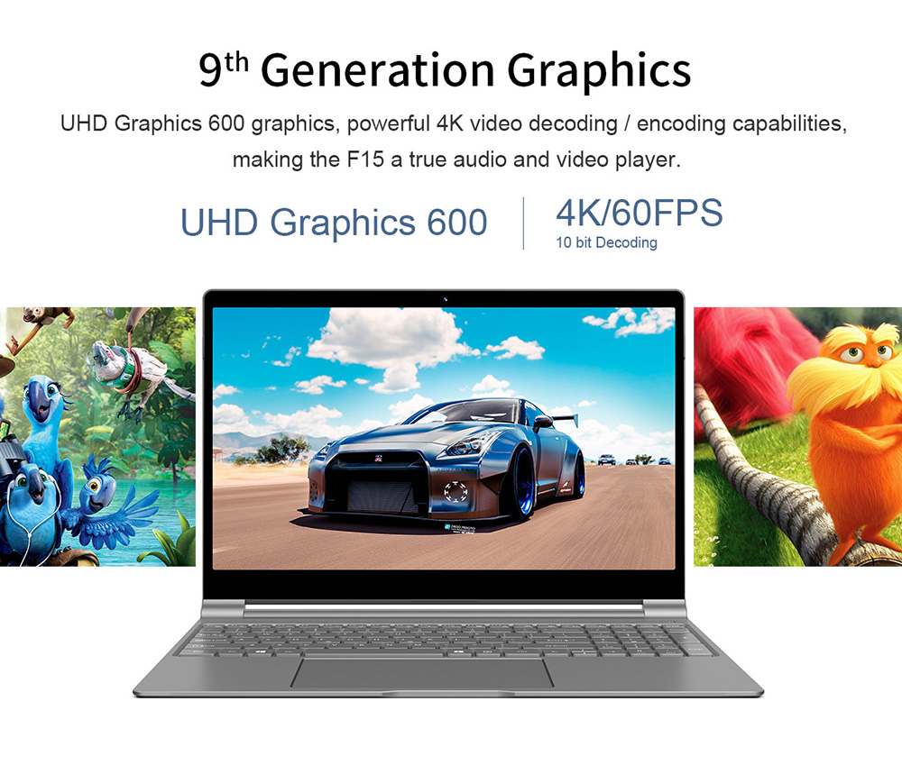 Teclast F15 Laptop Intel Celeron N4100 Quad Core 15.6 Inch 1920*1080 IPS Screen 8GB RAM 256GB SSD Windows 10 - Grey