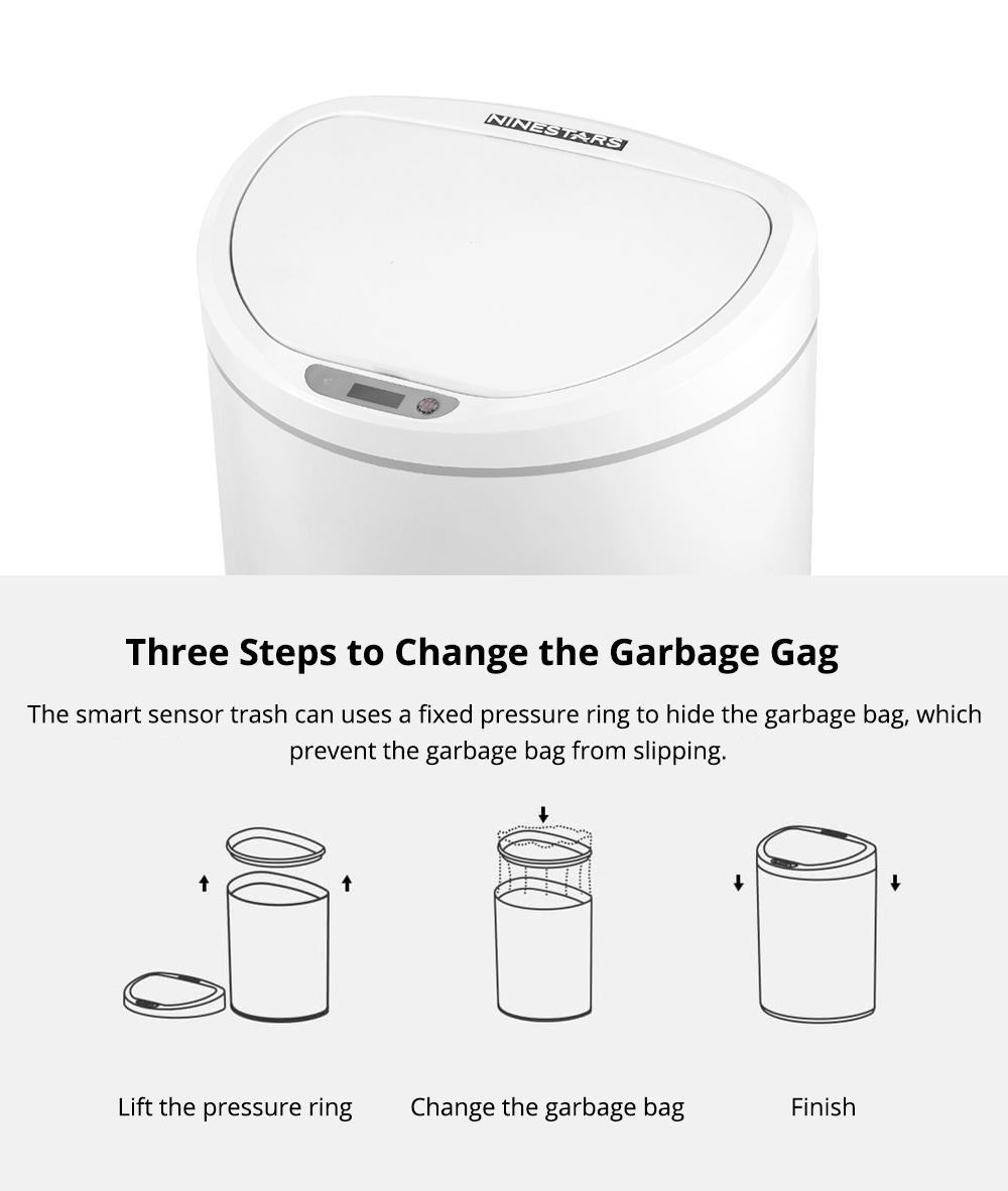Xiaomi NINESTARS Smart Trash Can Intelligent Induction One-button Control Adjustable Distance - White