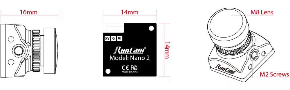 Runcam Nano 2 2.1mm Lens FOV 150 Degree 700TVL 1/3" CMOS RC Racing Drone FPV Camera - NTSC
