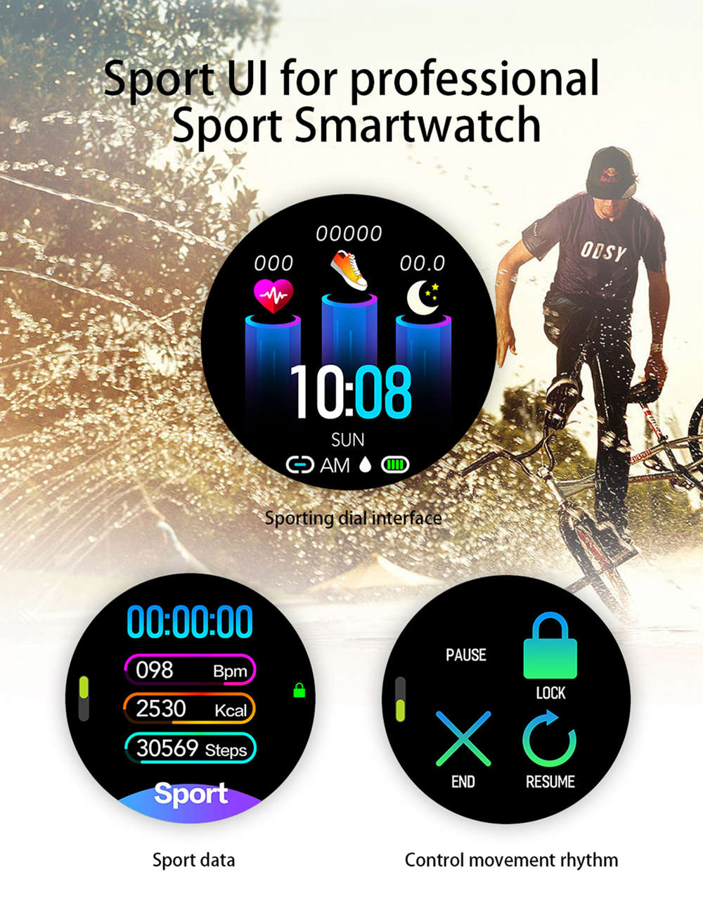 K7 Smart Watch 1.3 Inch IPS Screen IP68 Heart Rate Blood Pressure Multi Sports Modes Steel Strap - Black