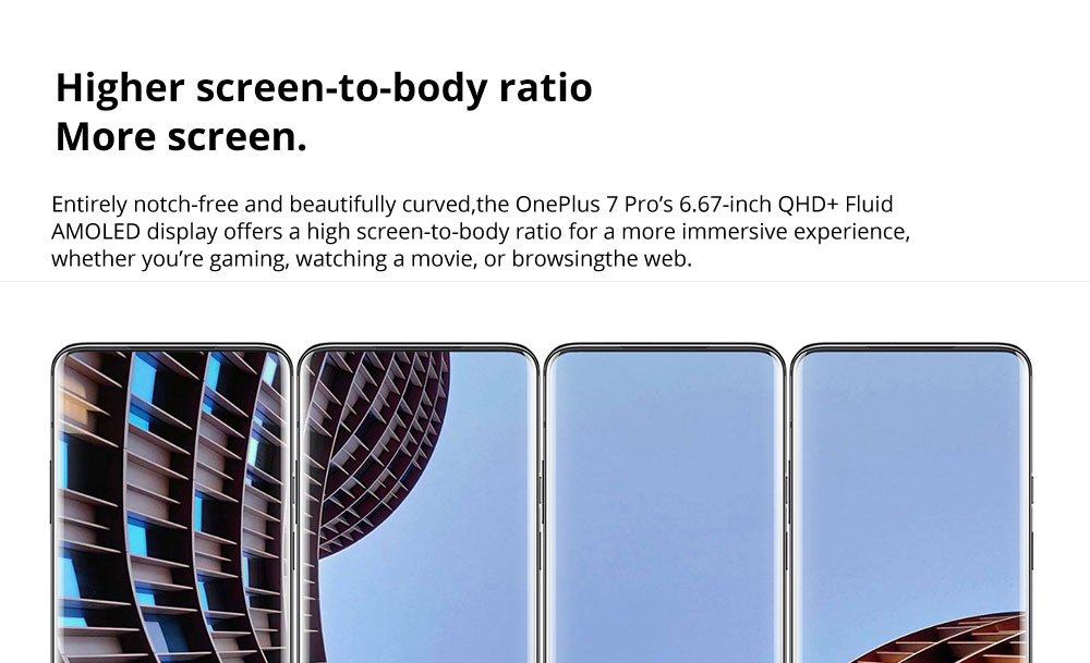 OnePlus 7 Pro Pop-up Camera 6.67 Inch 4G LTE Smartphone Snapdragon 855 8GB 256GB 48.0MP + 8.0MP + 16.0MP Triple Rear Cameras Android 9 In-display Fingerprint NFC Fast Charge Global ROM - Mirror Grey