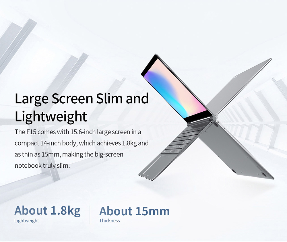 Teclast F15 Laptop Intel Celeron N4100 Quad Core 15.6 Inch 1920*1080 IPS Screen 8GB RAM 256GB SSD Windows 10 - Grey