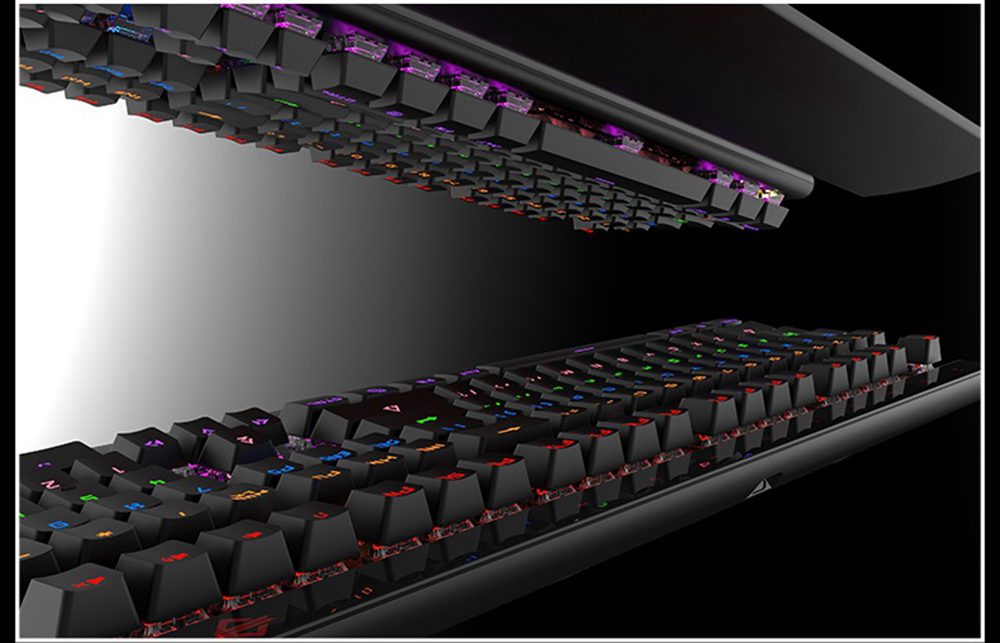 Ajazz AK500 Backlit USB Wired 108Key Large Palm Rest Touch Panel Black Switch Mechanical Gaming Keyboard - White