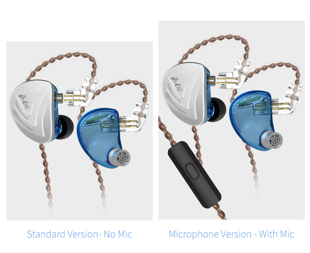 KZ AS16 Wired In-ear Earphone with Mic16BA Balanced Armature Units HIFI Bass Noise Cancelling - Blue