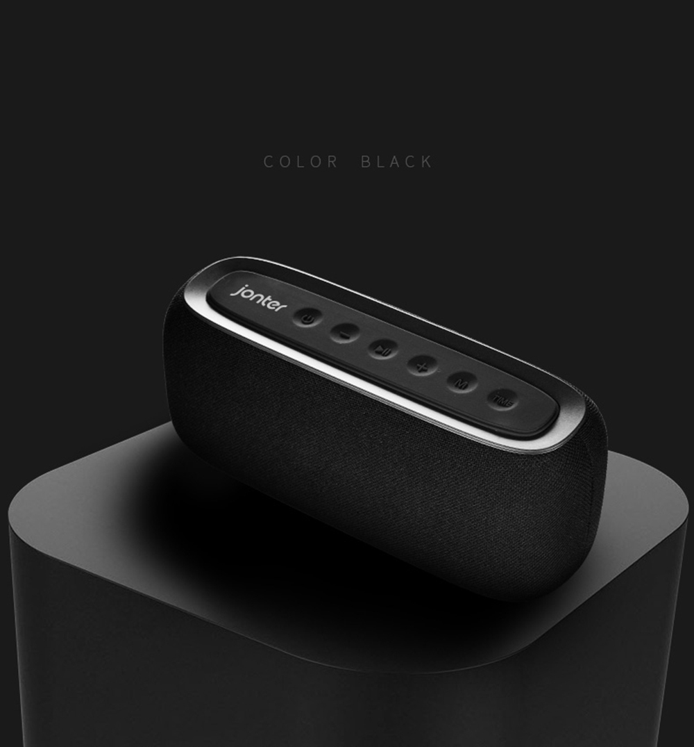 JONTER M46 Portable Bluetooth Speaker with Time Display FM Radio - Black