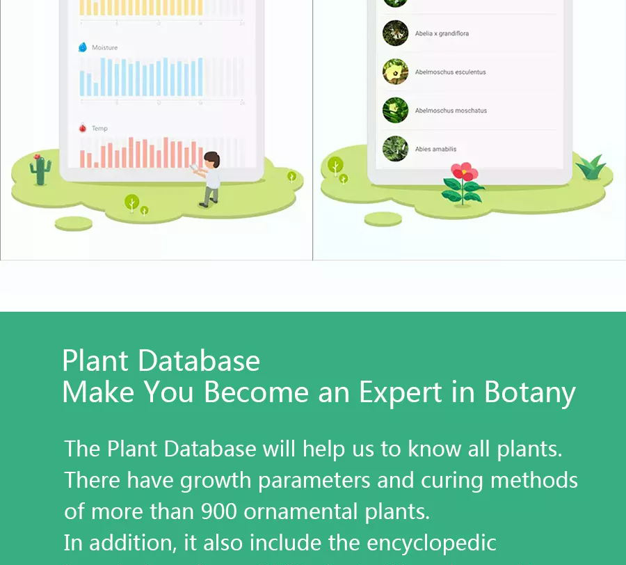 Xiaomi Flora 4 In 1 Flower Plant Monitor Sunlight Moisture Temperature Fertility Nutrient Tester - Light Green