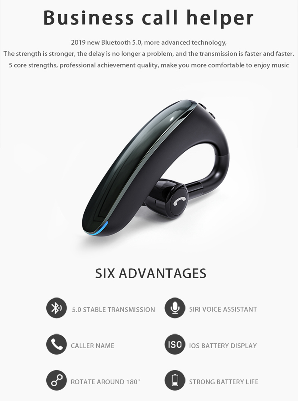 F900 Wireless Bluetooth 5.0 In-Ear Earbuds Noise Cancelling 170mAh Battery with Mic - Black