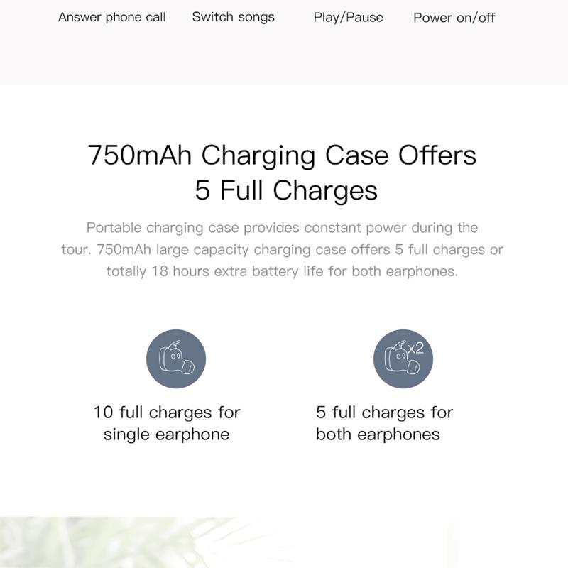QCY T Vogue TWS Bluetooth 5.0 Earbuds About 4 Hours Working Time Noise Reduction - Silver