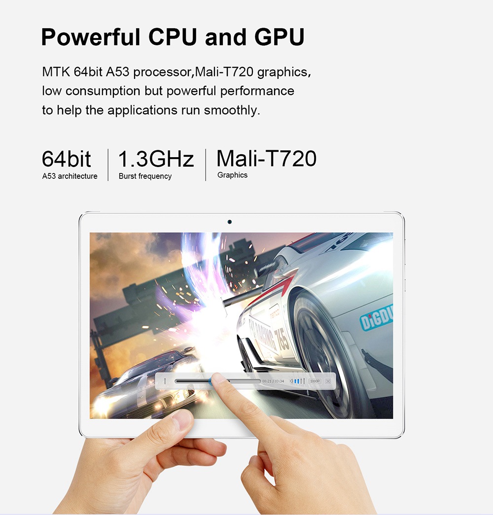 Teclast A10S Tablet PC MT8163 Quad Core 10.1" IPS Screen 1920*1200 2GB DDR3L 32GB eMMC Android 7.0 - White+Silver