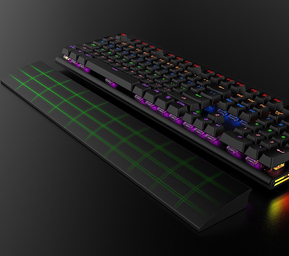 Ajazz AK500 Backlit USB Wired 108Key Large Palm Rest Touch Panel Black Switch Mechanical Gaming Keyboard - White