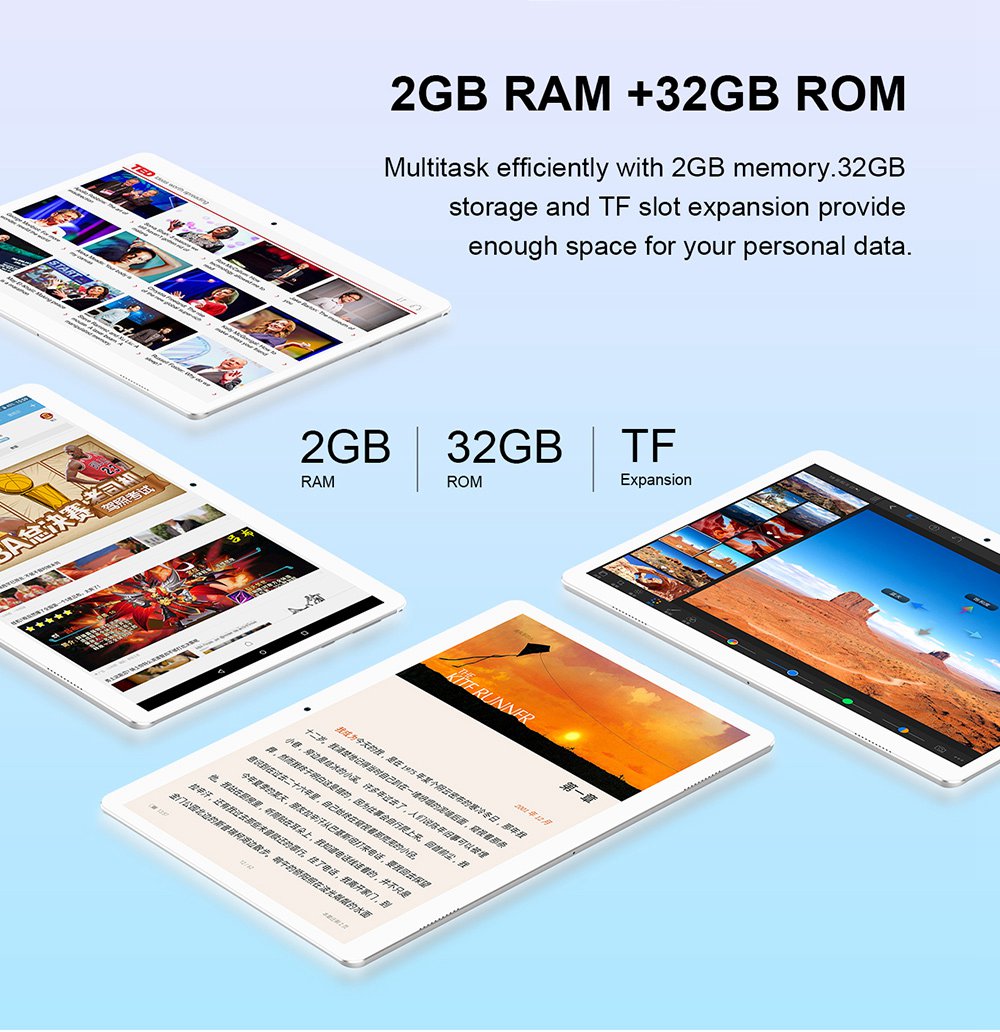 Teclast A10S Tablet PC MT8163 Quad Core 10.1" IPS Screen 1920*1200 2GB DDR3L 32GB eMMC Android 7.0 - White+Silver