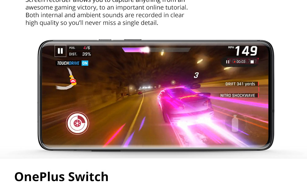 OnePlus 7 Pro Pop-up Camera 6.67 Inch 4G LTE Smartphone Snapdragon 855 8GB 256GB 48.0MP + 8.0MP + 16.0MP Triple Rear Cameras Android 9 In-display Fingerprint NFC Fast Charge Global ROM - Mirror Grey