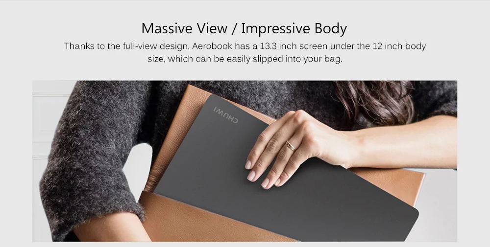 CHUWI AeroBook Laptop Intel Core M3-6Y30 Dual Core 13.3 Inch 1920*1010 8GB RAM 256GB SSD Windows 10 - Gray