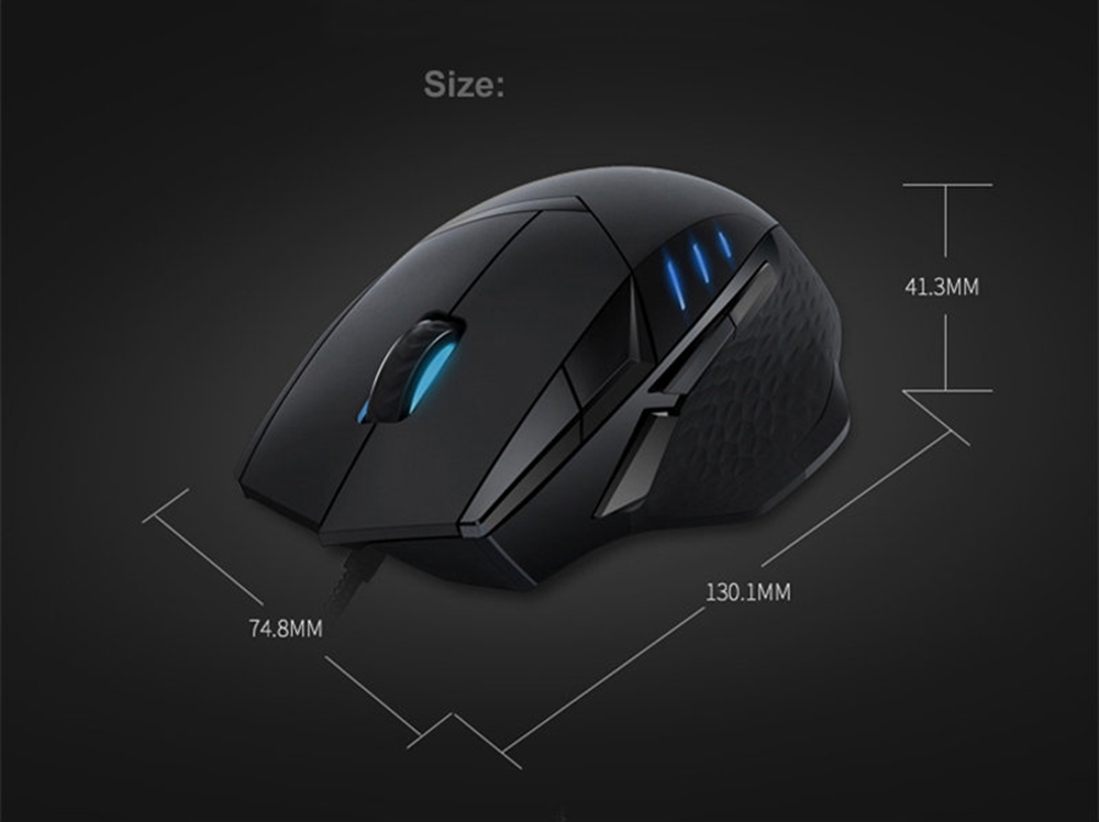 Rapoo VT300 USB Wired Gaming Mouse 6200DPI Sensor With RGB IR Optical 10 Buttons Programmable Accurate Cursor - Black