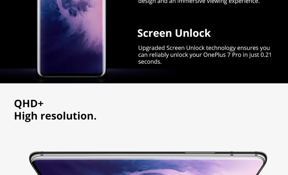OnePlus 7 Pro Pop-up Camera 6.67 Inch 4G LTE Smartphone Snapdragon 855 8GB 256GB 48.0MP + 8.0MP + 16.0MP Triple Rear Cameras Android 9 In-display Fingerprint NFC Fast Charge Global ROM - Mirror Grey