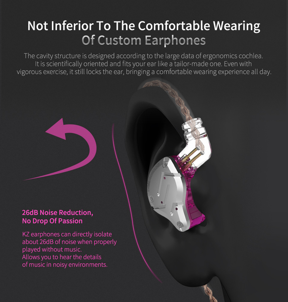 KZ ZS10 Pro Wired Metal Earphone with Mic Hybrid 10 Units HIFI Bass In-Ear Sports Noise Cancelling-Black