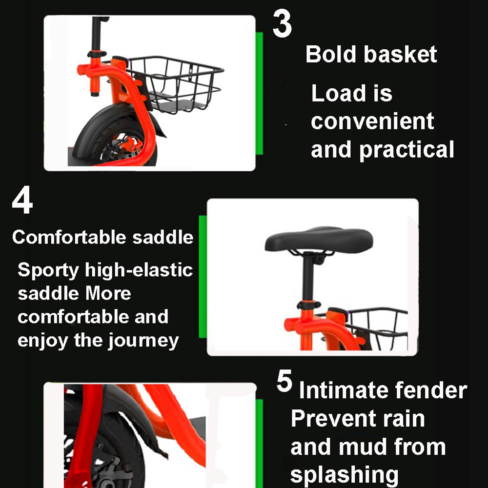 Eswing M11 Folding Electric Scooter 350W Motor 12 Inch Tire Double Disc Brake System-Black