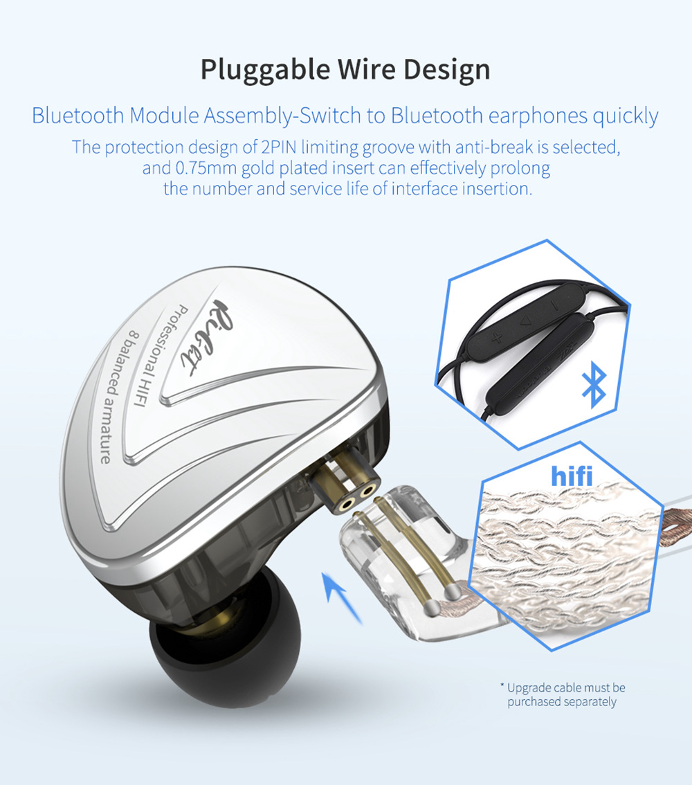 KZ AS16 Wired In-ear Earphone with Mic16BA Balanced Armature Units HIFI Bass Noise Cancelling - Blue